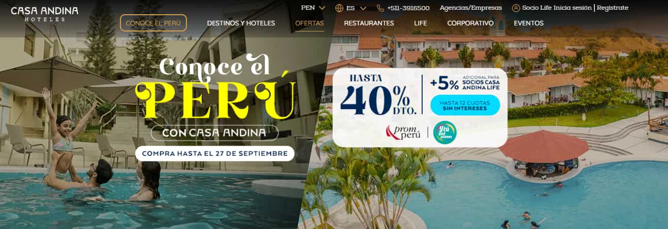 Ofertas Casa Andina: hasta 40% de descuento en hoteles
