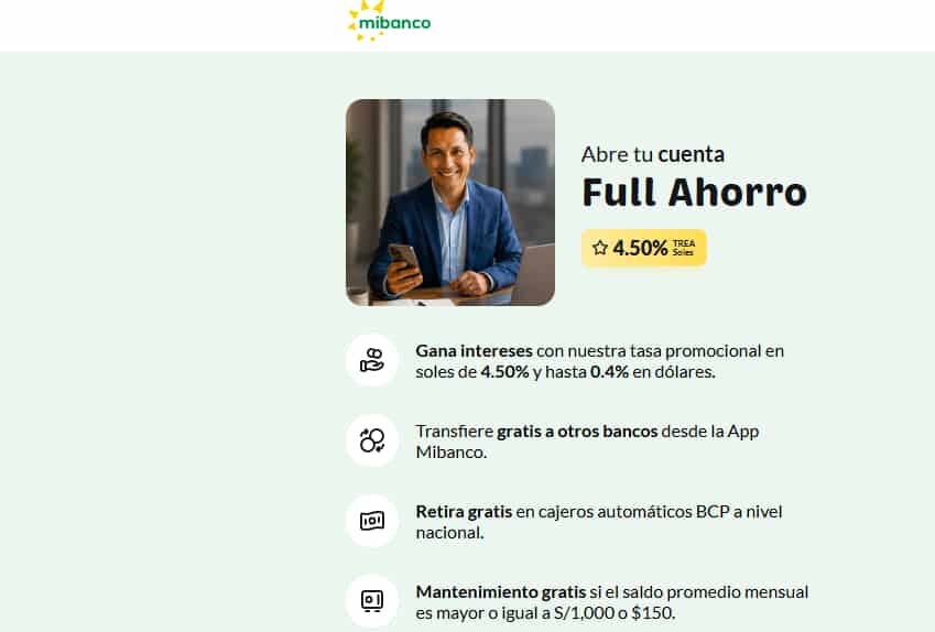 Cuenta Full Ahorro Mibanco: tasa de interés, requisitos, mantenimiento y beneficios